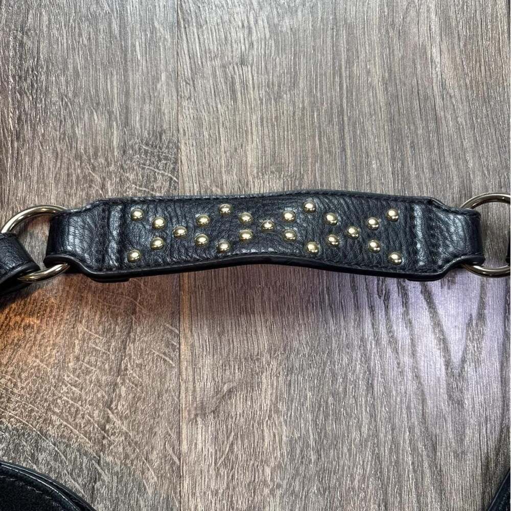 I-N-C Black Suede and Leather Studded Hobo Bag - Picture 2 of 7